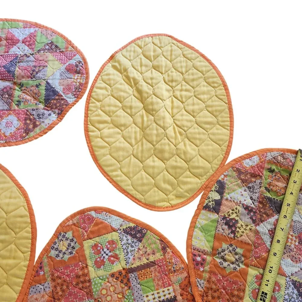 Set of 5 Vintage 1970's Retro Quilted Cloth Placemat's